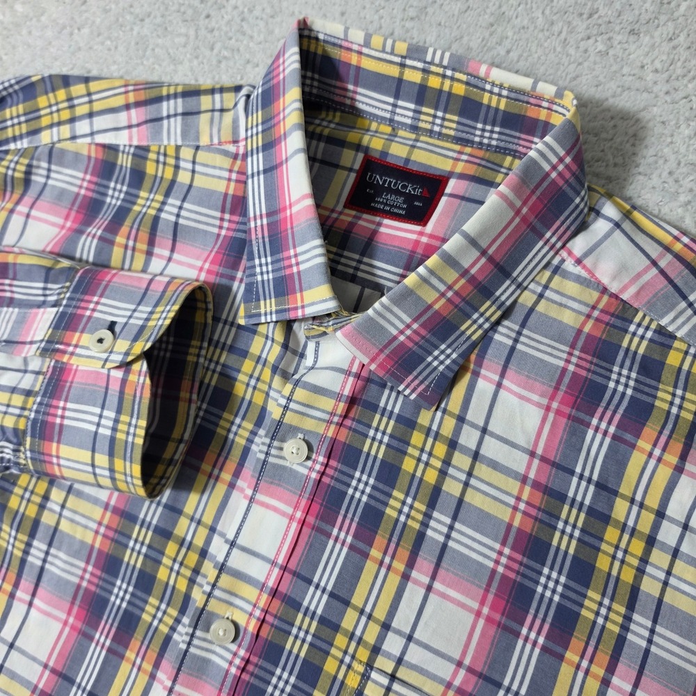 UNTUCKit Button Down Shirt Mens L Multi Color Plaid L/S 100% Cotton